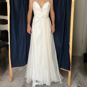 NWT Liancarlo White Wedding Dress or Evening Gown In Silk Organza Material